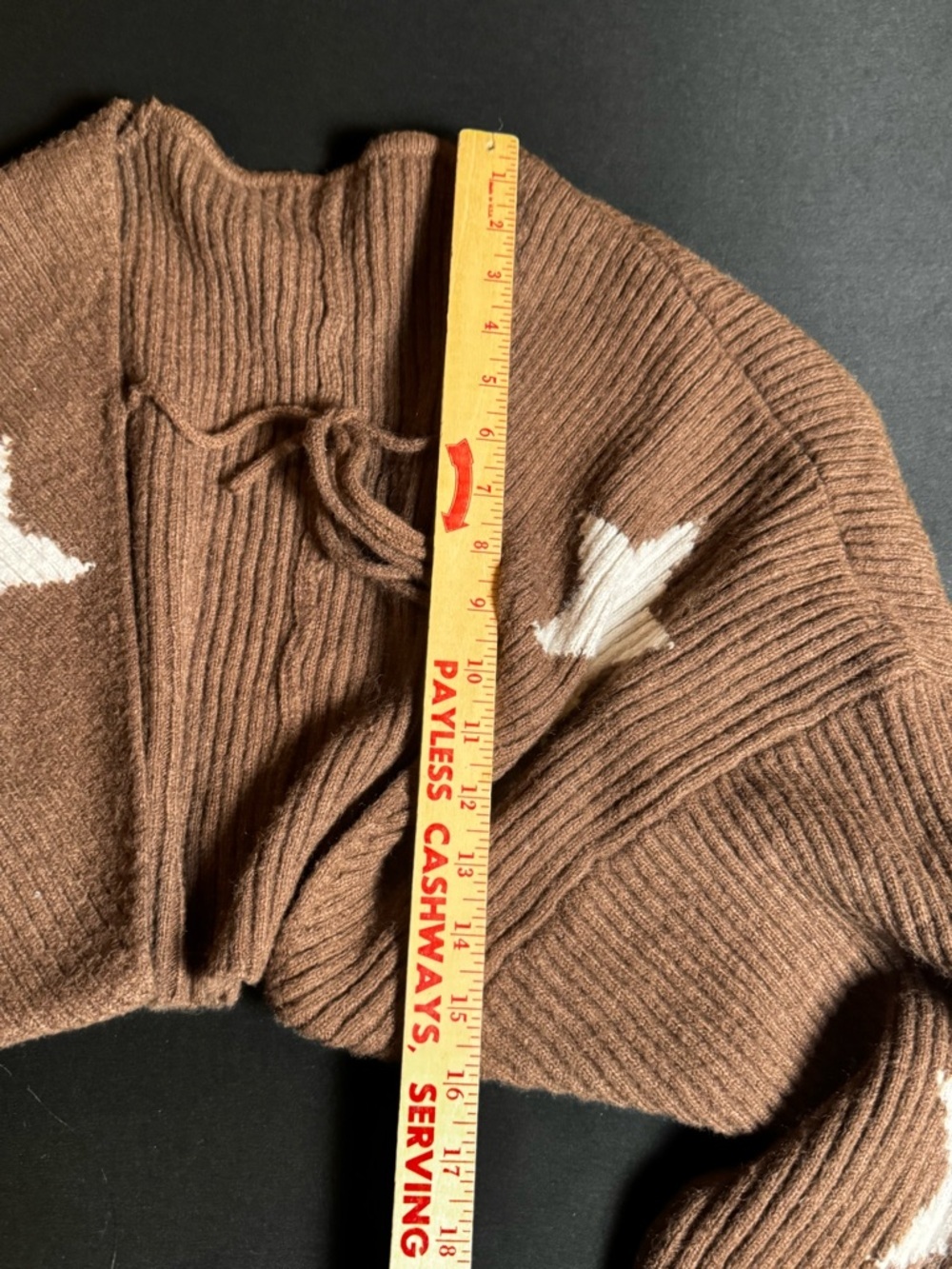 Brown Star Motif Cropped Women’s Sweater Cider 4XL - Picture 3 of 5